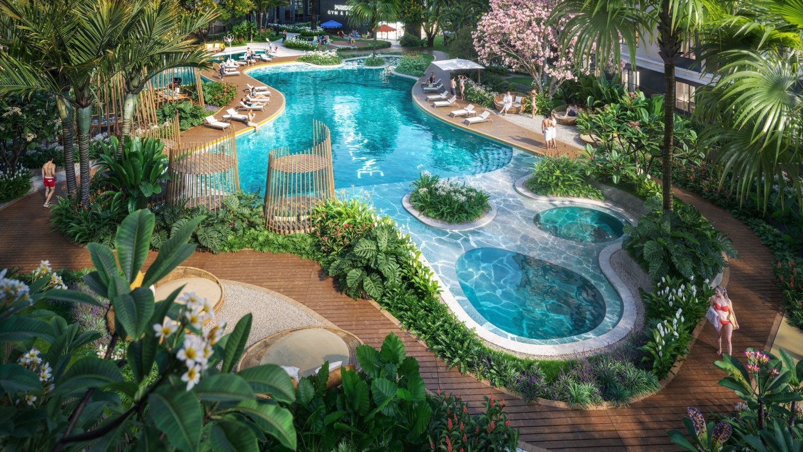 Cụm hồ bơi nội khu dự án Green Skyline
